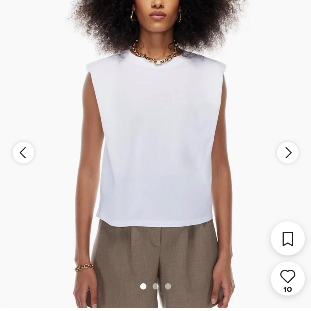 Aritzia White Shoulder Pad Tank